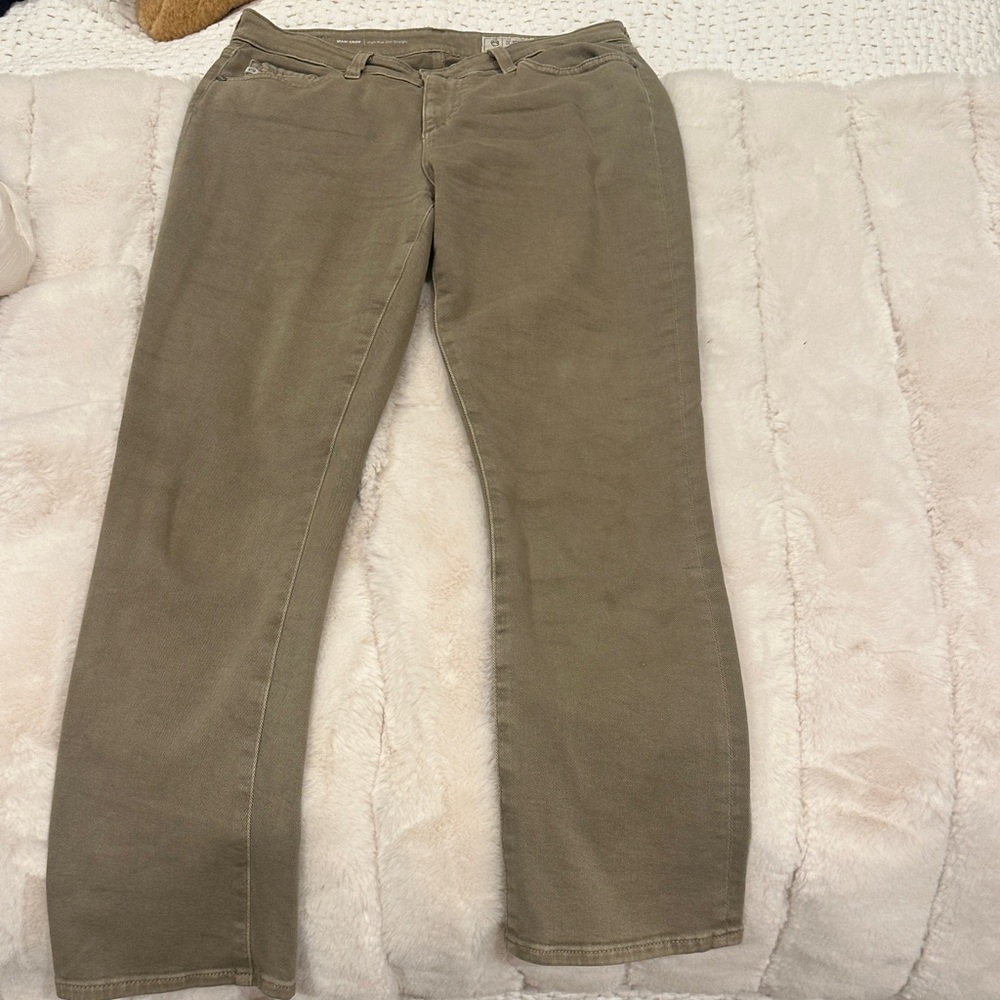 AG Adriano Goldschmied Khaki High-Rise Jeans Mari crop style